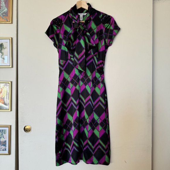 Colorful Abstract Silk Dress ASO Lorelai Gilmore - Picture 2 of 5
